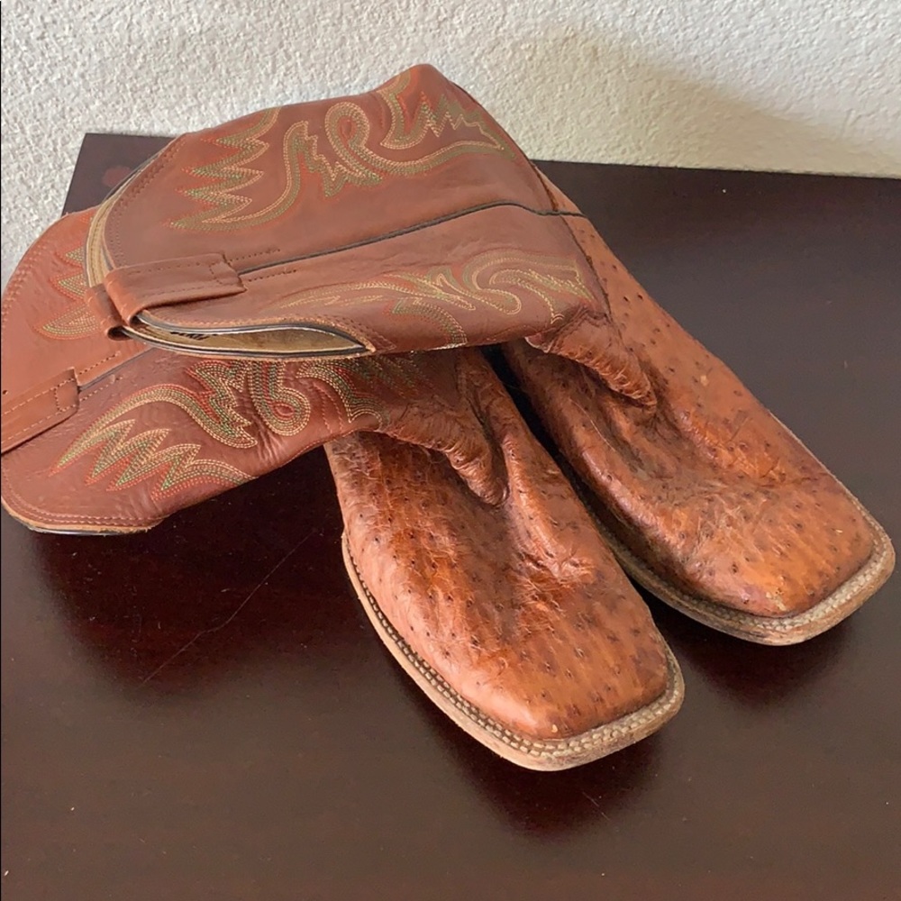 Men’s Ostrich and Leather Cowboy Boots